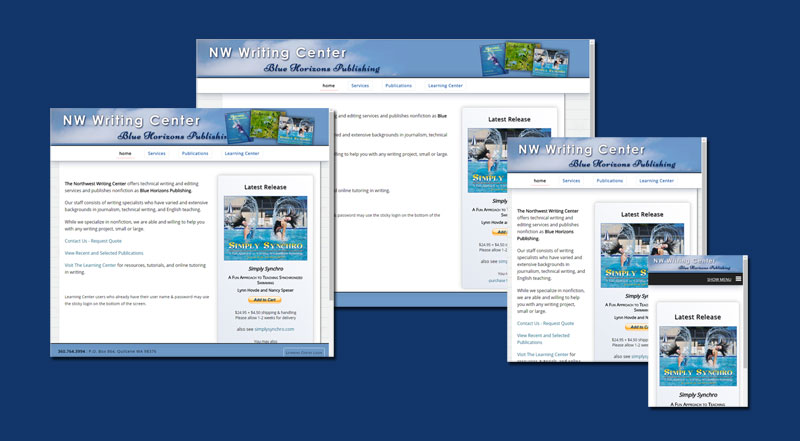 Blue Horizons Publishing/NW Writing Center medley of screenshots