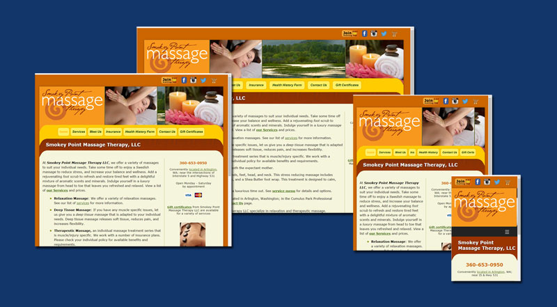 Smokey Point Massage, medley of screenshots