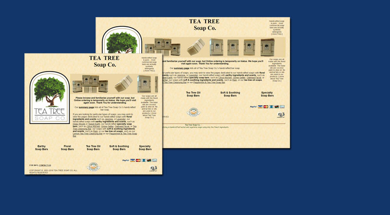 Tea Tree Soap Co, medley of screenshots