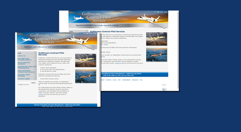 Gulfstream Contract Pilot Services, medley of screenshots