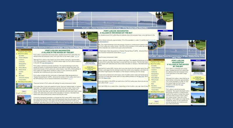 Port Ludlow info, medley of screenshots